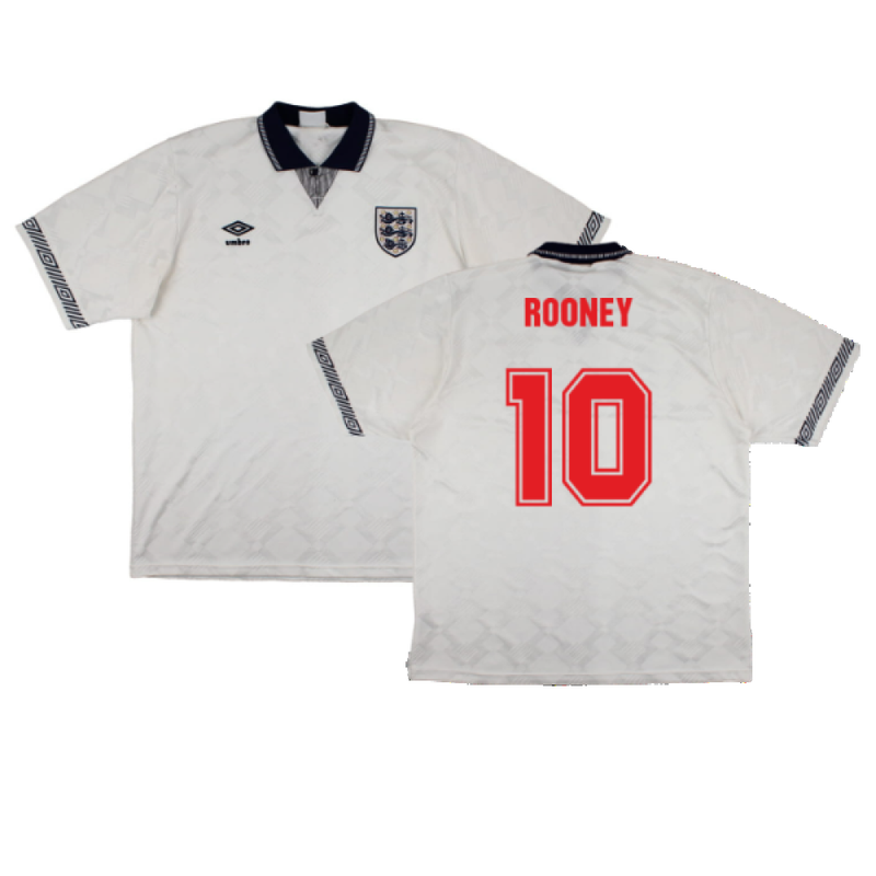 England 1990-92 Home Shirt (S) (Good) (Rooney 10) – Classic