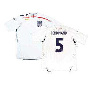 England 2007-09 Home Shirt (L) (Very Good) (FERDINAND 5)_0