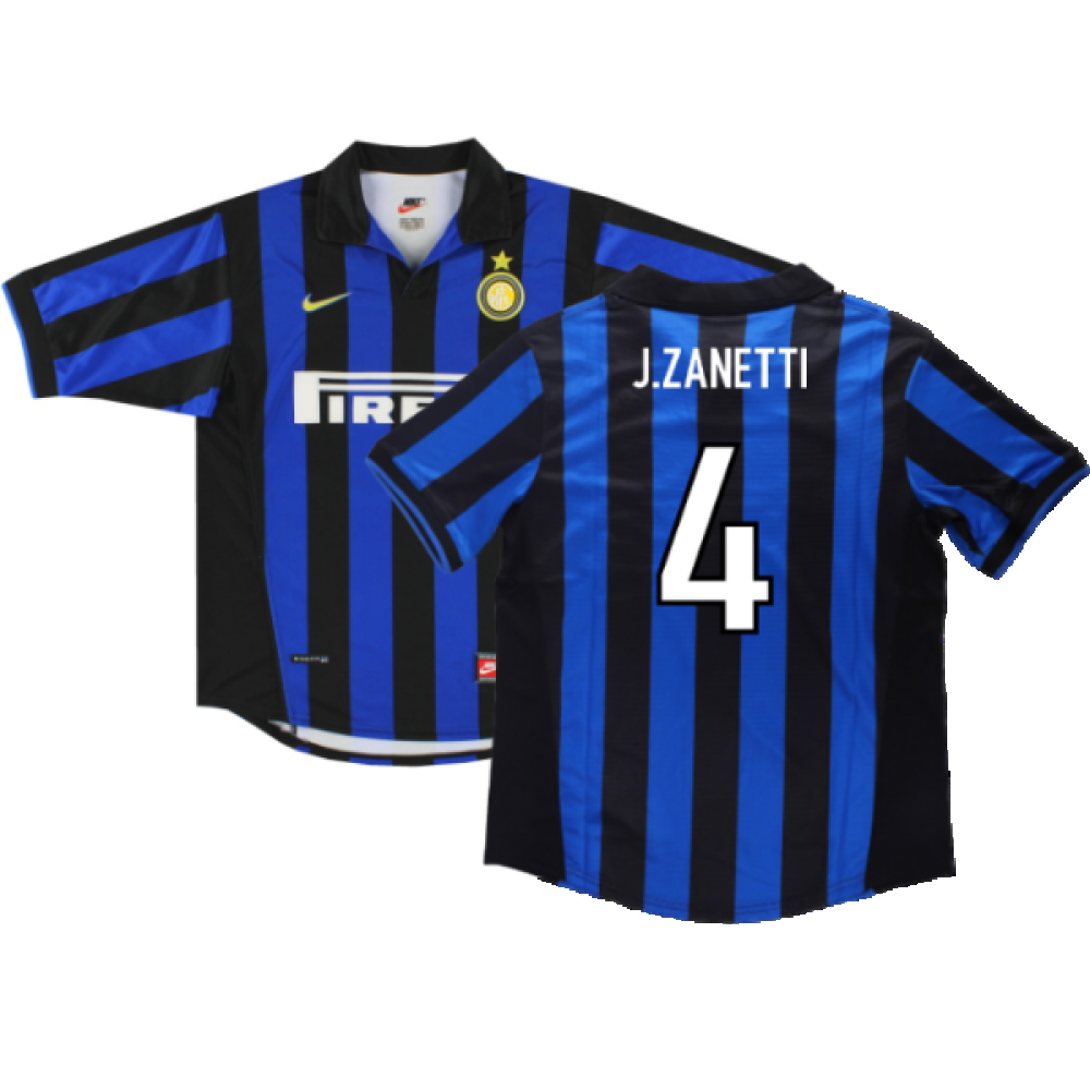 インテル・ミラノ J.ザネッティ シャツ Inter Milan 1998-1999 Home Shirt (M) (Very Good) (J.ZANETTI 4