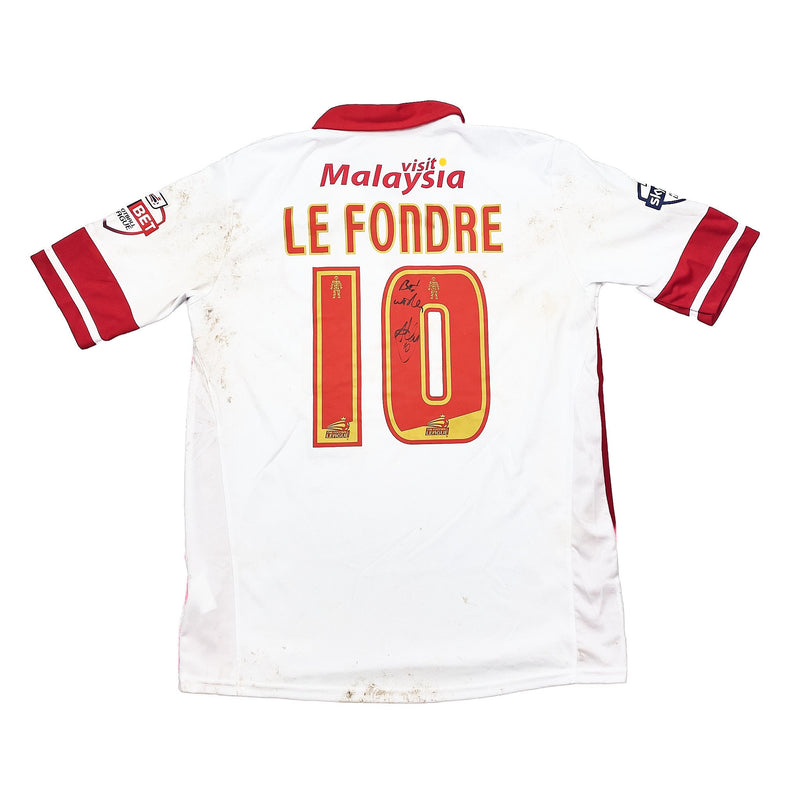 2014/15 CARDIFF CITY LE FONDRE #10 *MATCH WORN + SIGNED* THIRD SHIRT (M) COSWAY SPORTS