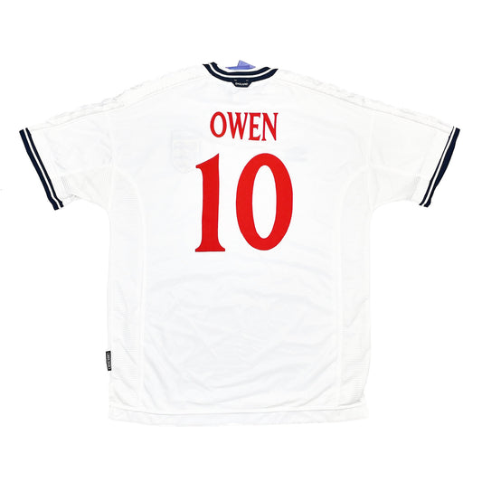 CULT KITS - 1999/01 ENGLAND OWEN #10 *BNWT* SIGNED HOME SHIRT (XL) UMBRO