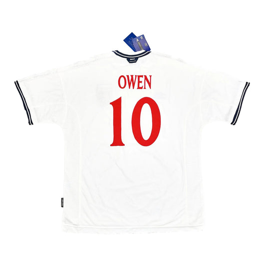CULT KITS - 1999/01 ENGLAND OWEN #10 *BNWT* SIGNED HOME SHIRT (XXL) UMBRO
