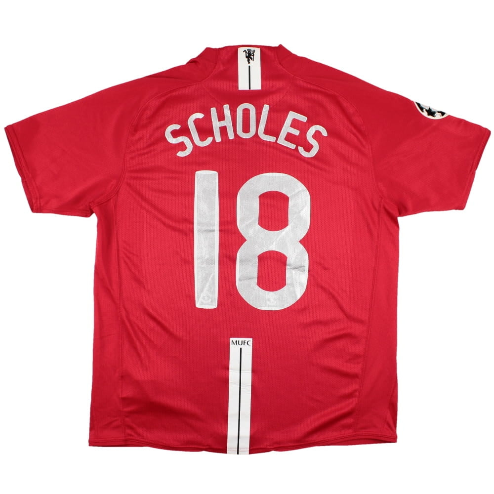 Manchester United 2007-09 Home Shirt (Scholes #18) (L) (Very Good)_0