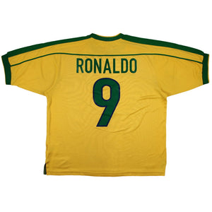 Brazil 1998-00 Home Shirt (L) Ronaldo #9 (Excellent)_0