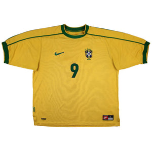 Brazil 1998-00 Home Shirt (L) Ronaldo #9 (Excellent)_1