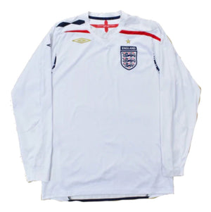 England 2007-09 Long Sleeve Home Shirt (XXL) (Very Good)_0