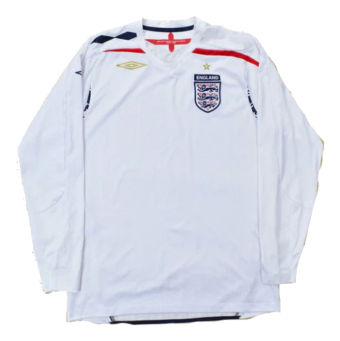 England 2007-09 Long Sleeve Home Shirt (XXL) (Very Good)