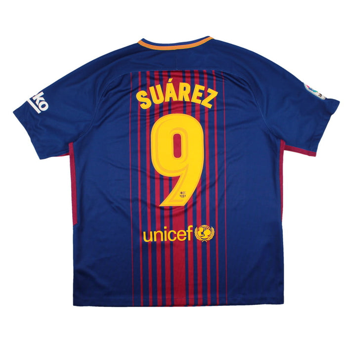 Barcelona 2017-18 Home Shirt (XL) Suarez #9 (Excellent)