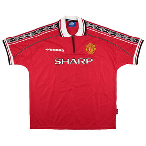 Manchester United 1998-2000 Home Shirt (XXL) Treble Winners #99 (Excellent)_1