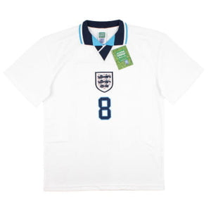 England 1996 Score Draw Home Shirt Gascoigne #8 (M) (Very Good)_1