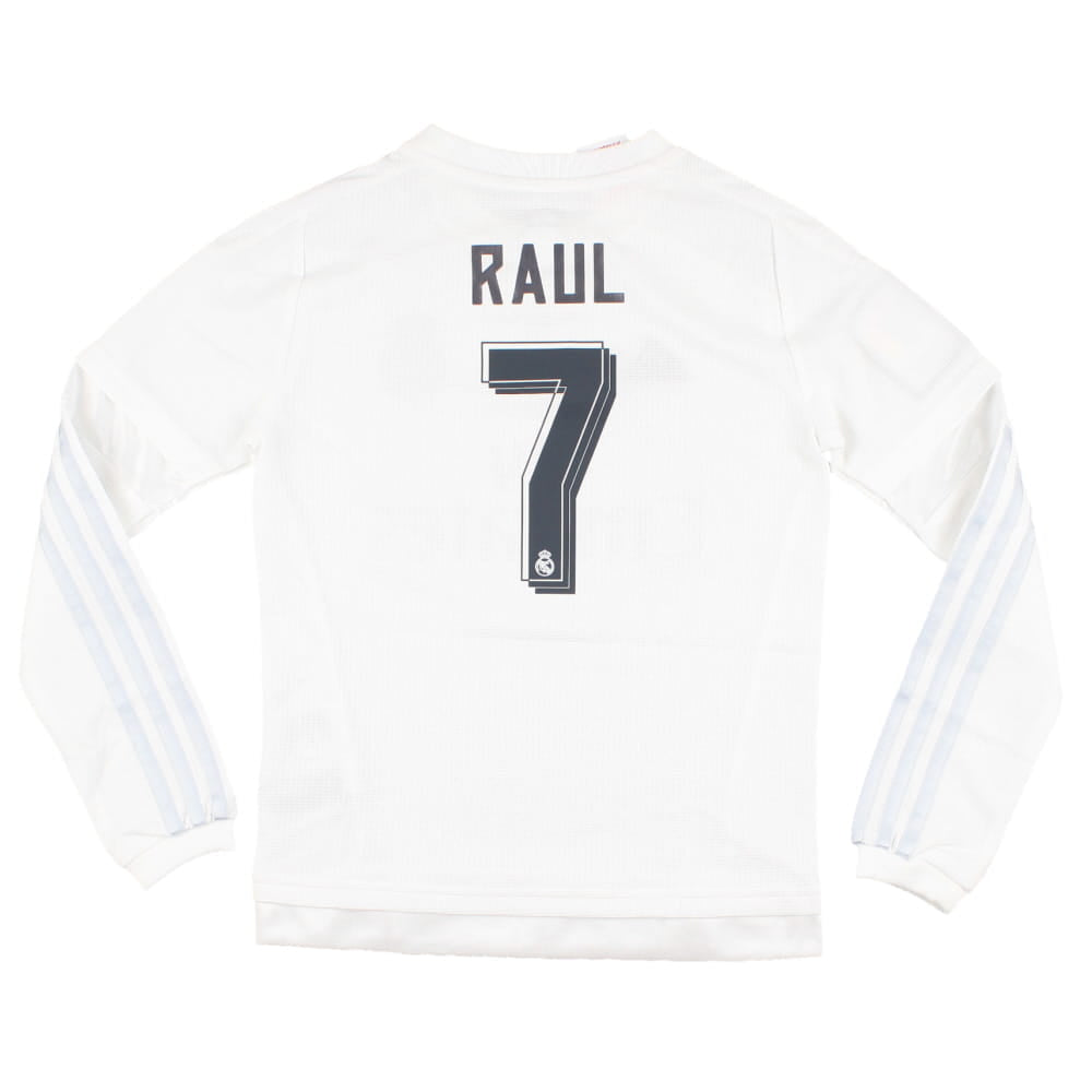 Real Madrid 2015-16 Long Sleeve Home Shirt (9-10y) Raul #7