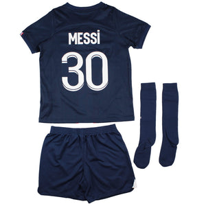 PSG 2022-23 Home Mini Kit (Sponsorless) (7-8y) Messi #30 (Very Good)_0