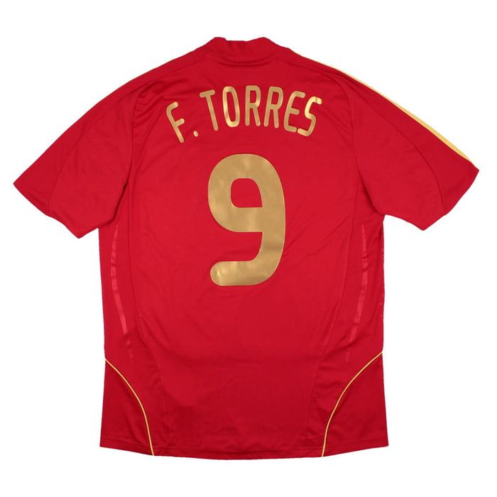 Spain 2008-2009 Home Shirt (M) F.Torres #9 (Very Good)