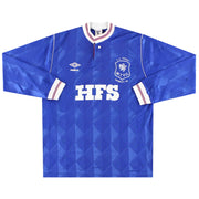 1987-89 Macclesfield Umbro 'Wembley 89' Match Issue Home Shirt #4 L