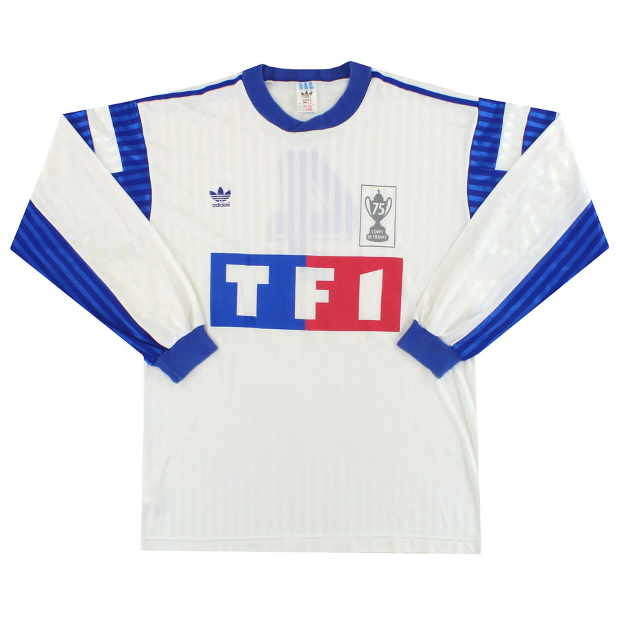 1991-92 AJ Auxerre adidas Coupe de France Home Shirt #4 L/S