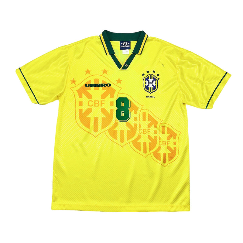 1994 Brazil Dunga #8 Home Shirt (XL) Umbro