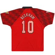1996-98 Manchester United Umbro 'Double Winners' Home Shirt Beckham #10 L