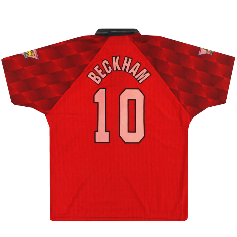 1996-98 Manchester United Umbro 'Double Winners' Home Shirt Beckham #10 L