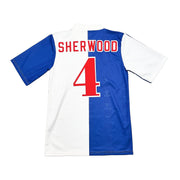1996/98 Blackburn Rovers Sherwood #4 Home Shirt (S) Asics