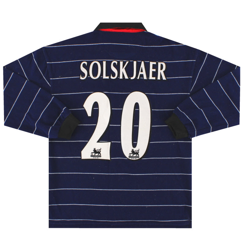 1999-00 Manchester United Away Shirt Solskjaer #20 L/S L.Boys