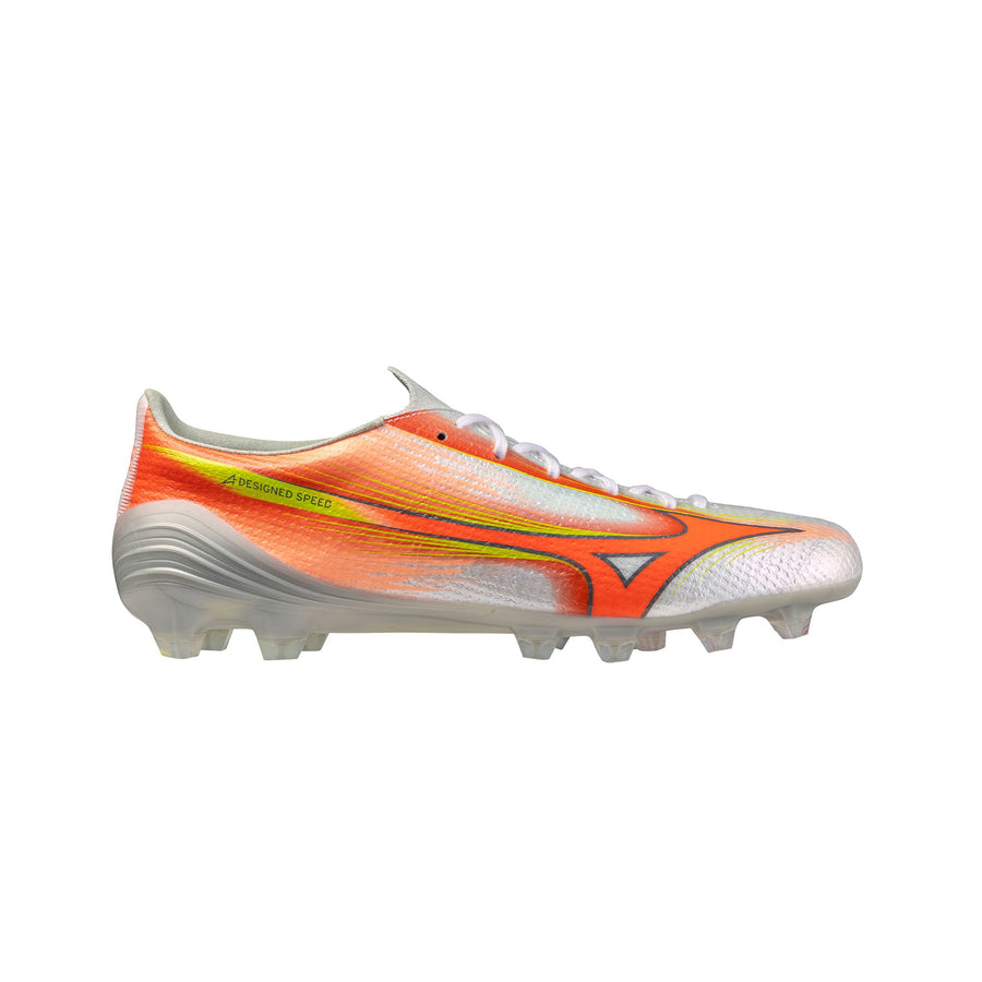 Mizuno Alpha III Elite FG/AG Football Boots - White/Lava Orange/Evening Primrose