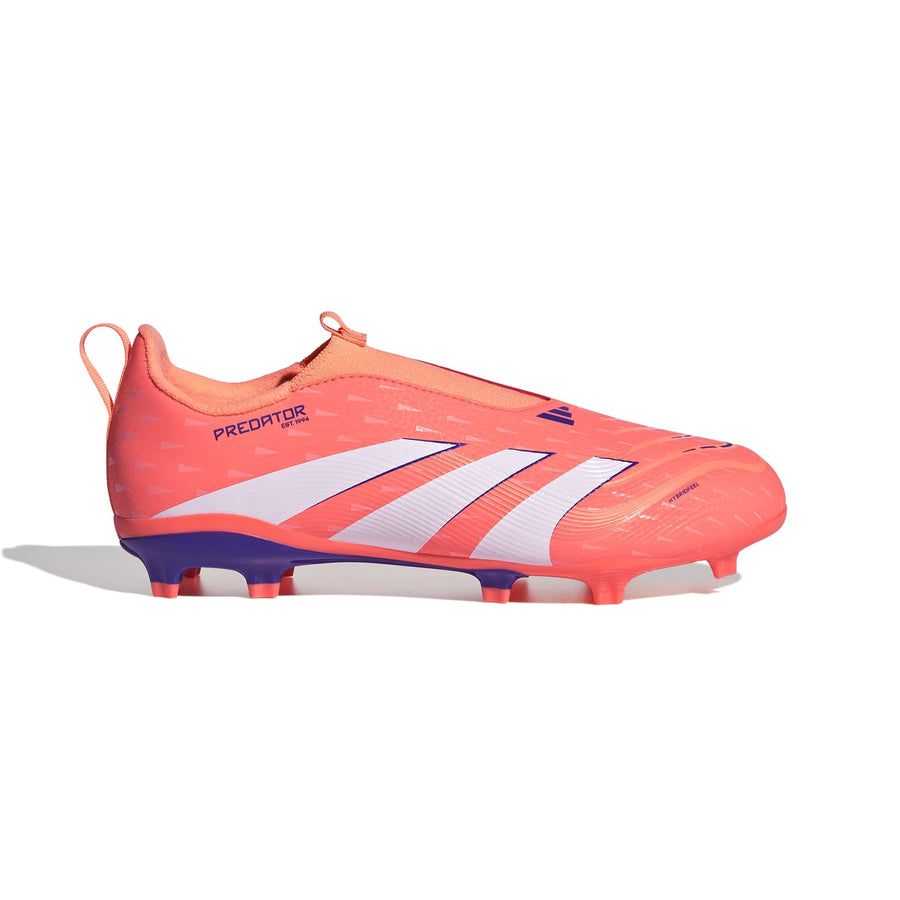 adidas Predator 25 League Laceless FG/MG Jnr Football Boots - Signal Coral/Ftwr White/Beam Orange