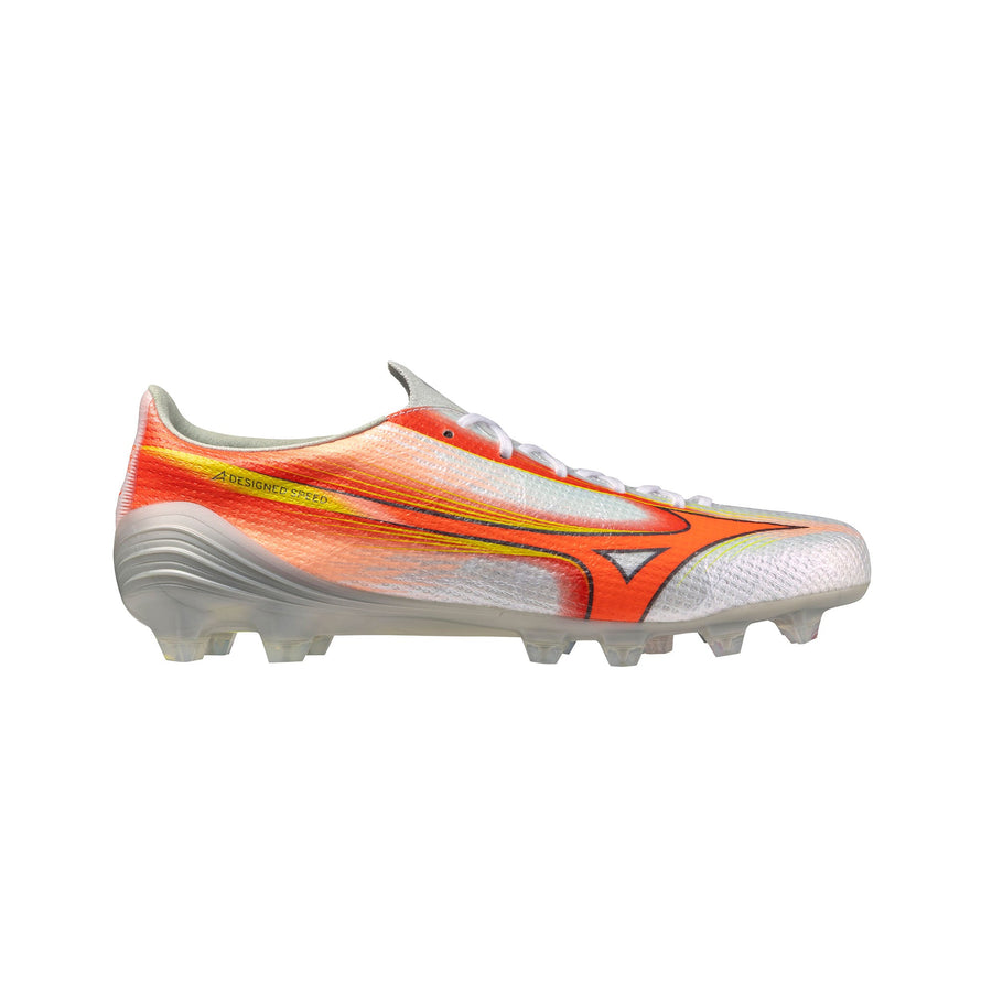 Mizuno Alpha III  FG/AG (Made in Japan) Football Boots - White/Lava Orange/Evening Primrose