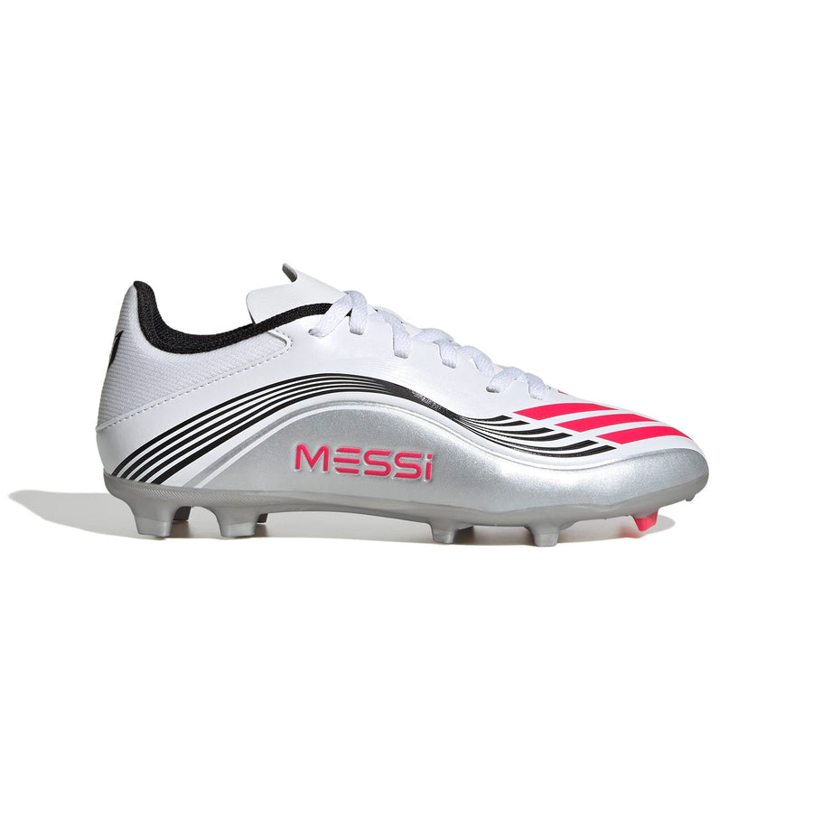 adidas F50 League Messi FG/MG Jnr Football Boots - Ftwr White/Lucid Red/Silver Met.