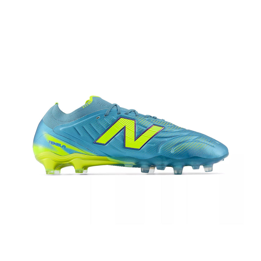 New Balance Tekela V5 Elite Low FG Football Boots - Metallic Blue/Alkaline Green/Team Navy