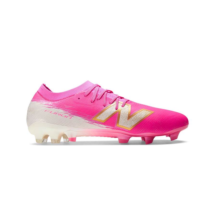 New Balance Furon V8 Elite FG Football Boots - Pink Heat/Sea Salt/Gold Metallic