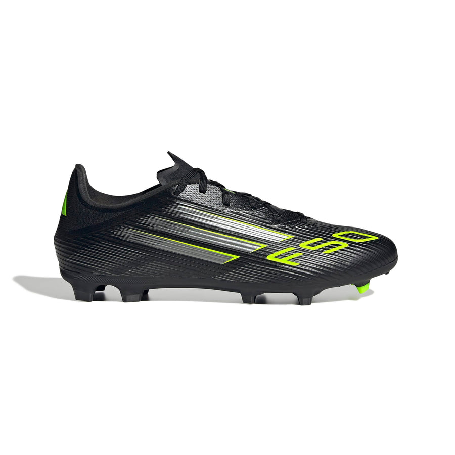adidas F50 League FG/MG Football Boots - Core Black/Iron Met./Lucid Lemon
