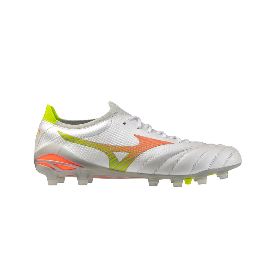Mizuno Morelia Neo V Beta Elite FG/AG Football Boots - White/Lava Orange/Evening Primrose