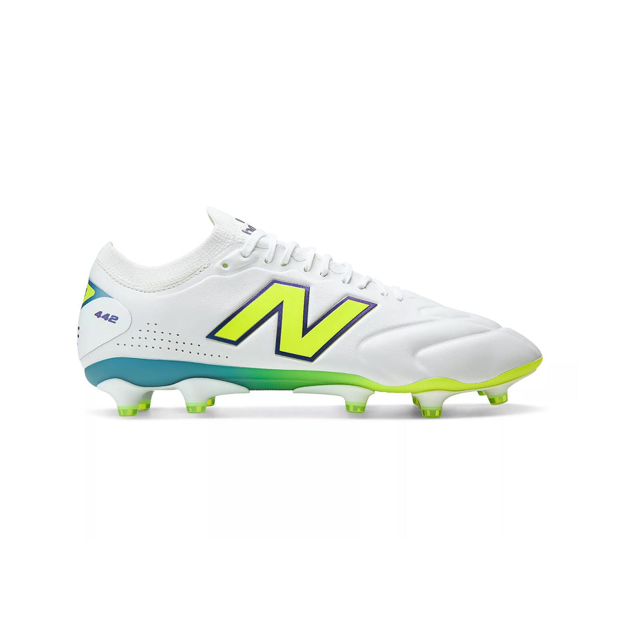 New Balance 442 V3 Elite Knit FG Football Boots - White/Alkaline Green