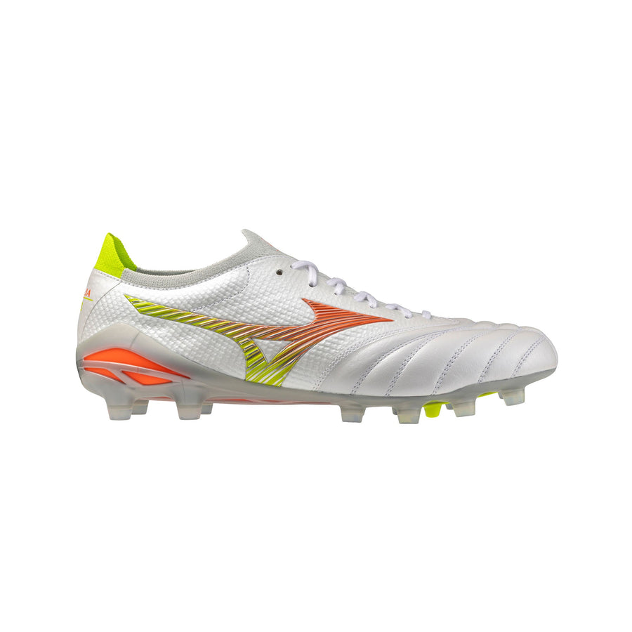Mizuno Morelia Neo V Beta FG/AG (Made In Japan) Football Boots - White/Lava Orange/Evening Primrose
