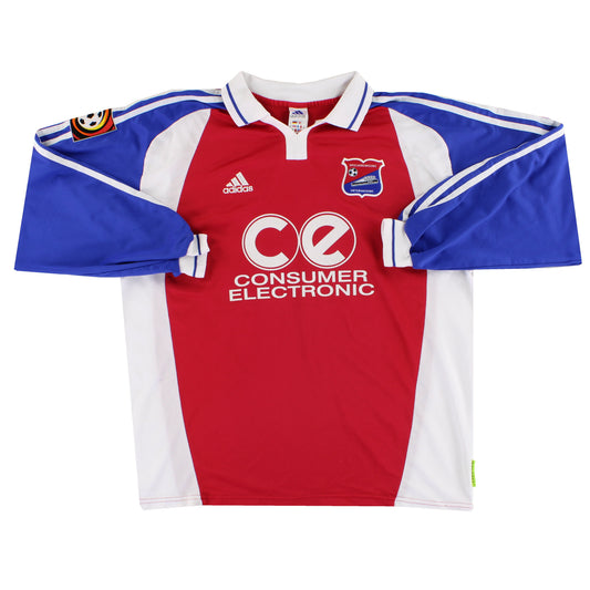 2000-02 SpVgg Unterhaching adidas Player Issue 'Signed' Home Shirt Grassow #20 L/S XXL