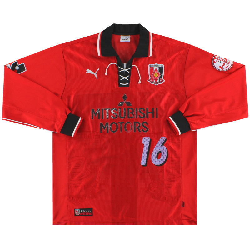 2001-02 Urawa Red Diamonds Puma Match Issue Home Shirt L/S #16