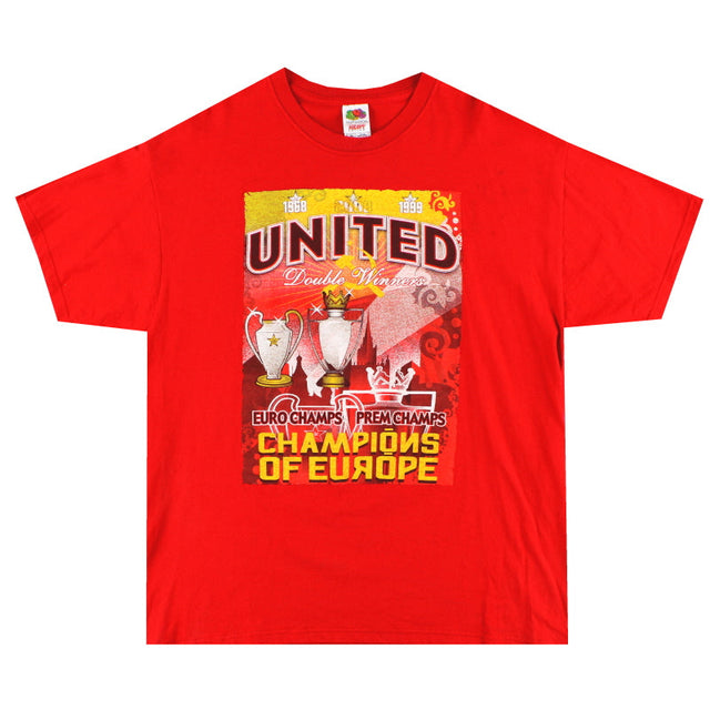 2008 Manchester United 'Double Winners' Graphic Tee XL
