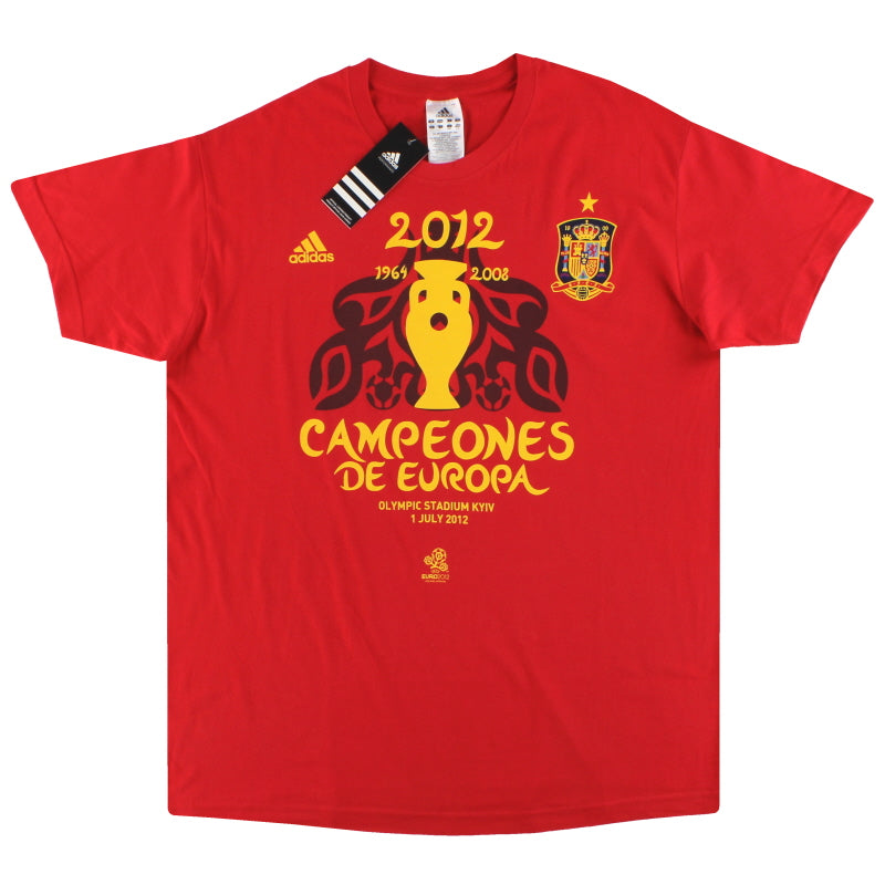 2012 Spain adidas 'Campeones De Europa' T-Shirt *BNIB* S