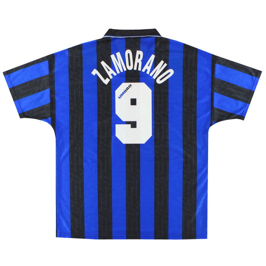 1996-97 inter Milan Umbro Home Shirt Zamorano #9 XL