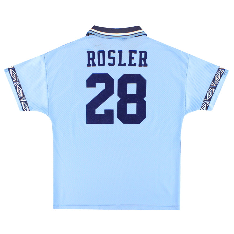 1993-95 Manchester City Umbro 'Signed' Home Shirt Rosler #28 M