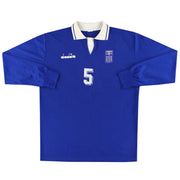 1994-95 Greece Diadora Match Issue Home Shirt L/S #5 XL