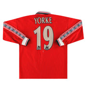 1998-00 Manchester United Umbro Home Shirt Yorke #19 L/S L.Boys