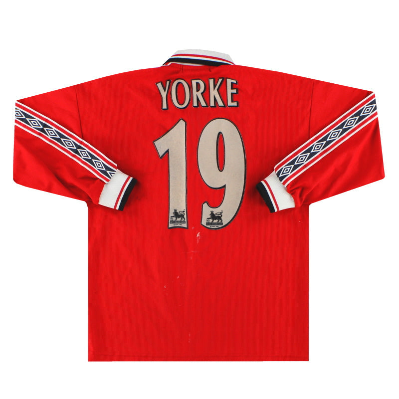 1998-00 Manchester United Umbro Home Shirt Yorke #19 L/S L.Boys