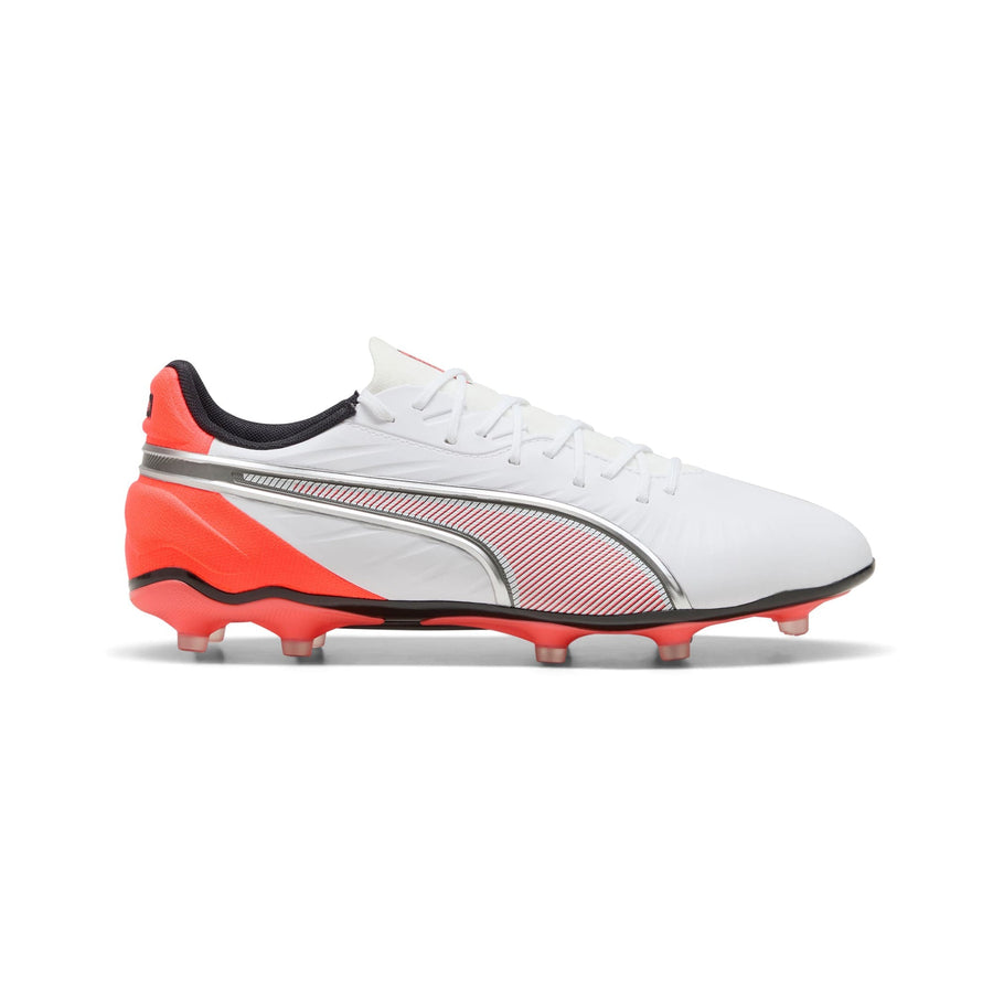 Puma King Match FG/AG Football Boots - Puma White/Puma Silver/Glowing Red