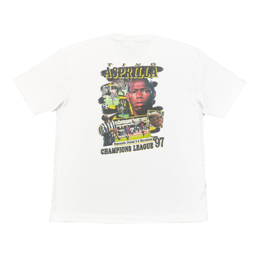NEWCASTLE UNITED ASPRILLA BOOTLEG TEE | Cult Kits, Small / Newcastle / White