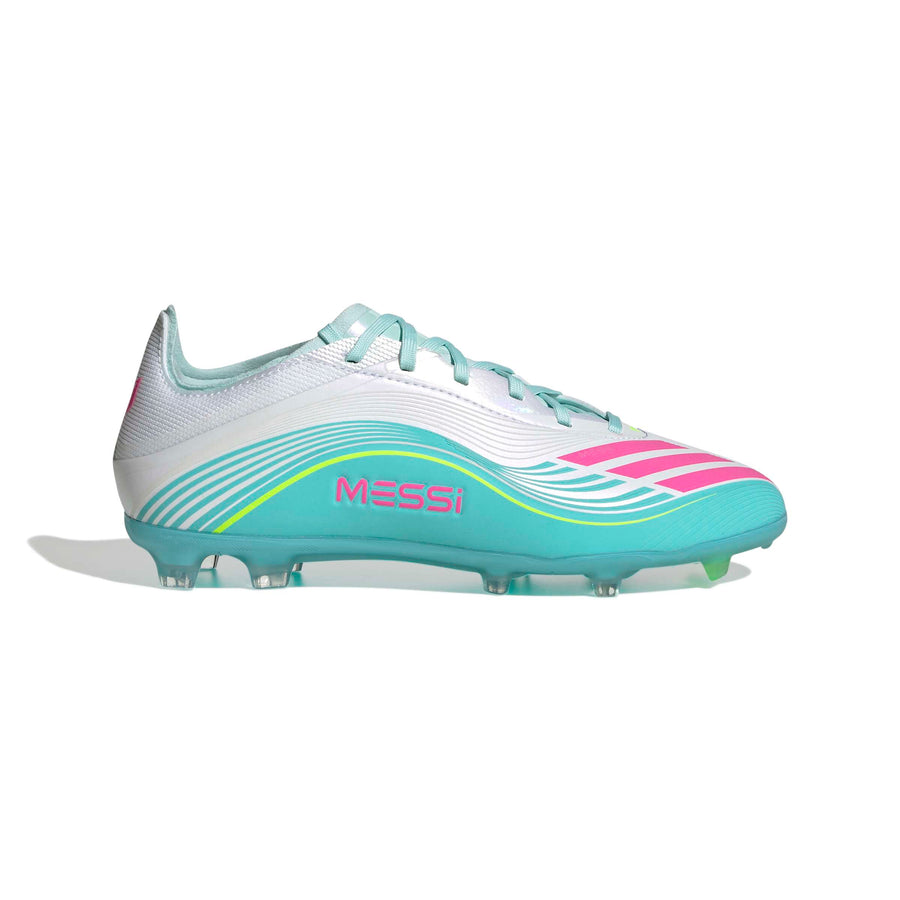 adidas F50 Elite Messi FG/AG Jnr Football Boots - Ftwr White/Lucid Pink/Flash Aqua