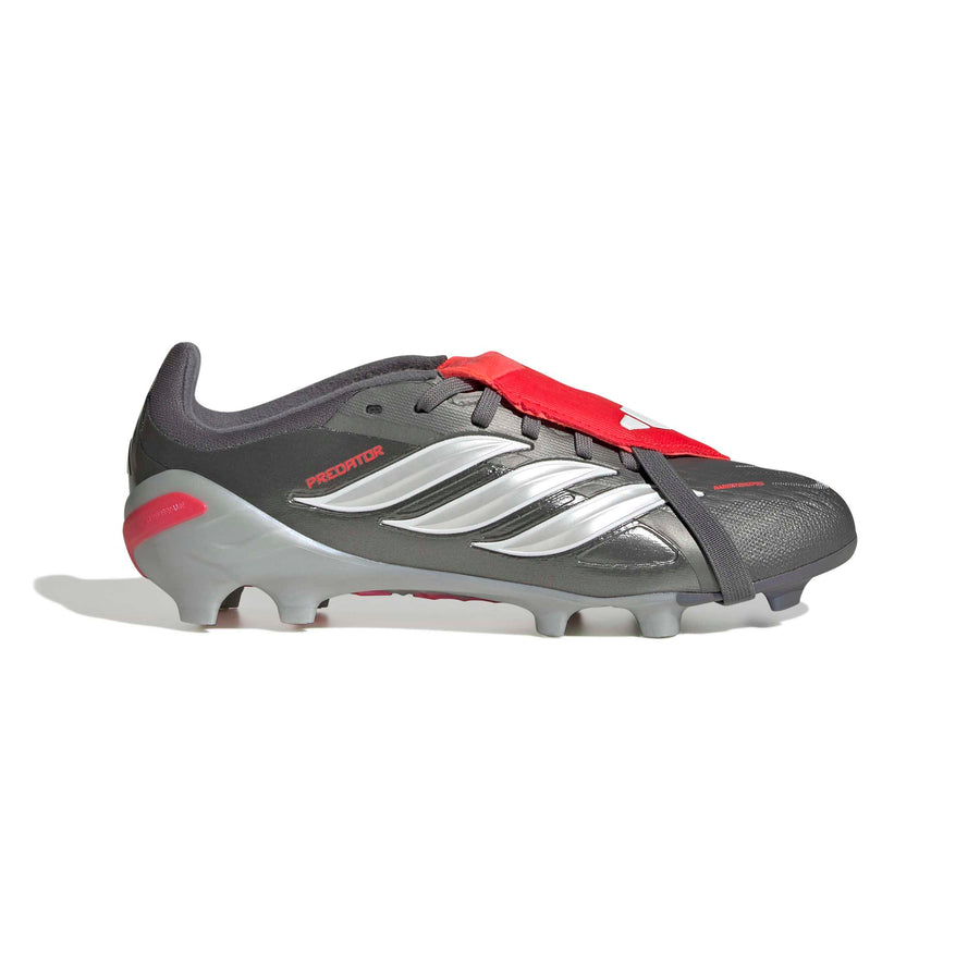 adidas Predator 26 Elite Fold-Over Tongue FG/AG Jnr Football Boots - Iron Met./Ftwr White/Lucid Red