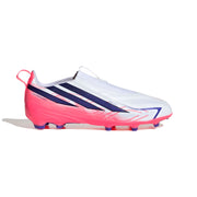 adidas F50 Hyperfast League Laceless FG/AG Jnr Football Boots - Cloud White/Solar Purple/Solar Turbo