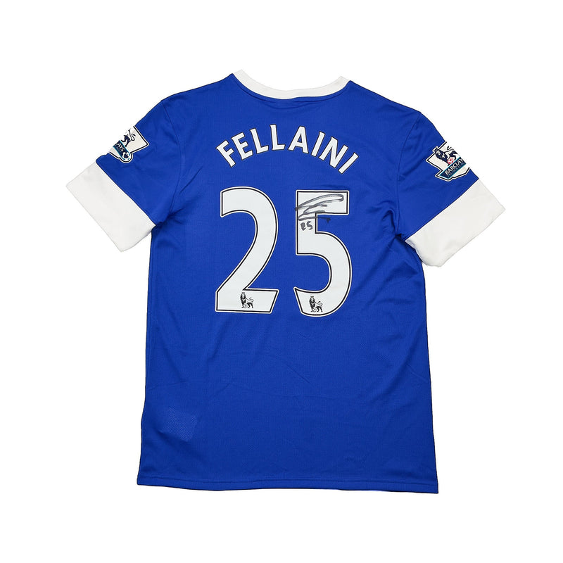 2012/13 EVERTON FELLAINI #26 *MATCH ISSUE + SIGNED* HOME SHIRT (M) NIKE