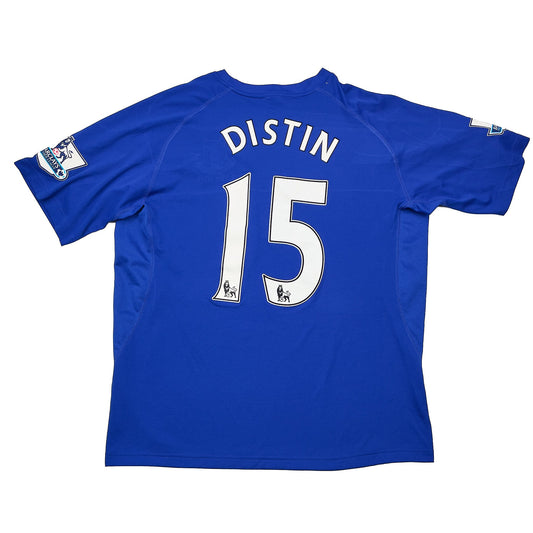 2010/11 EVERTON DISTIN #15 *MATCH ISSUE* HOME SHIRT (XL) LE COQ